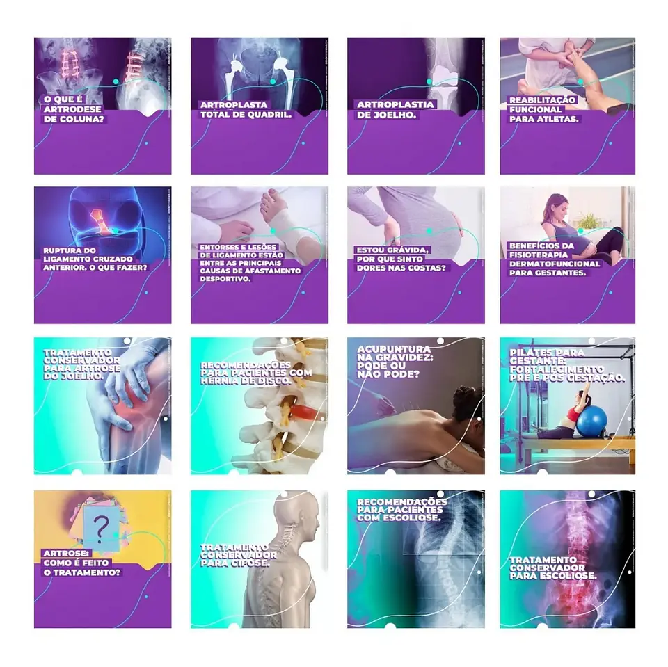130 Artes Mídias Sociais Fisioterapia Editáveis Photoshop 1
