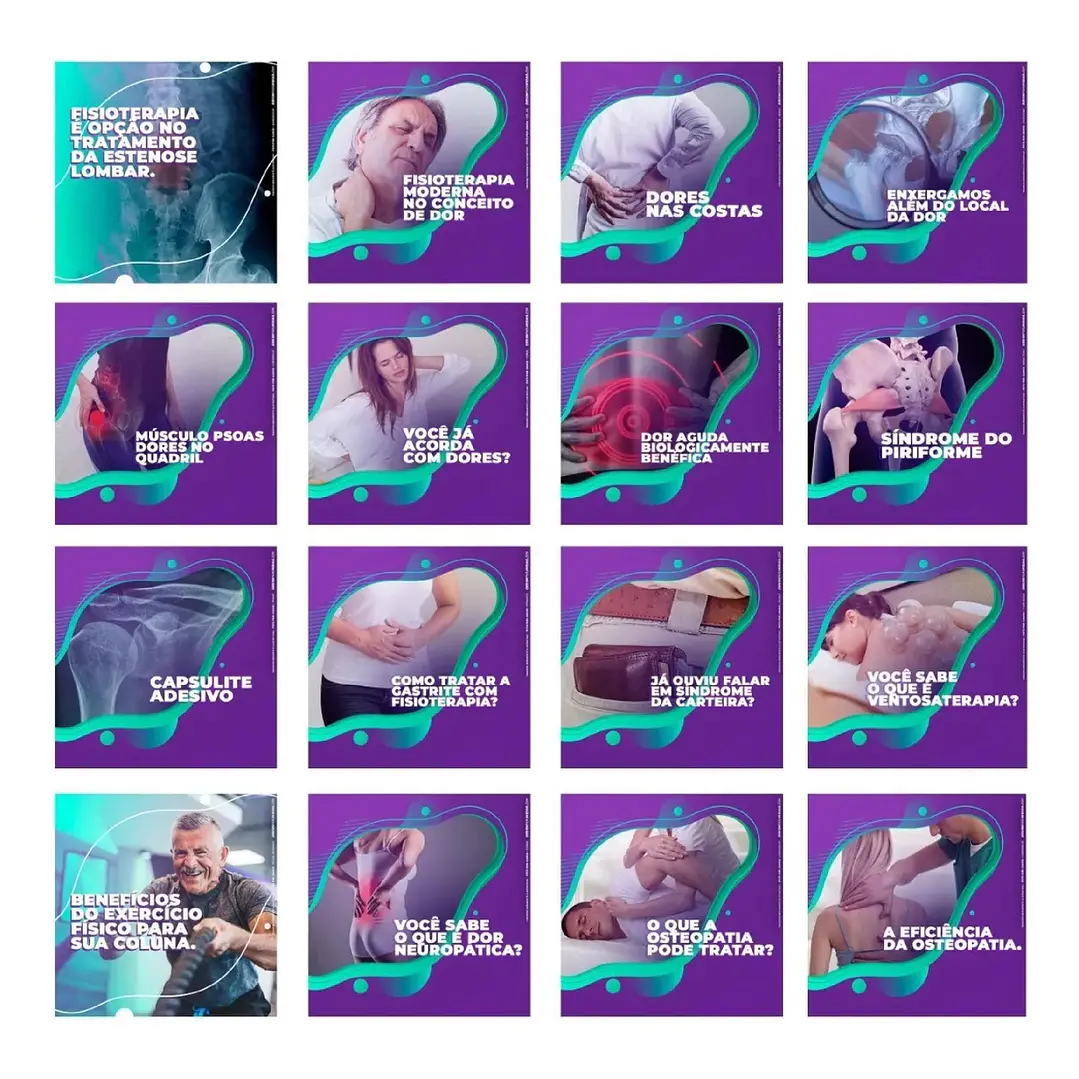 130 Artes Mídias Sociais Fisioterapia Editáveis Photoshop 2
