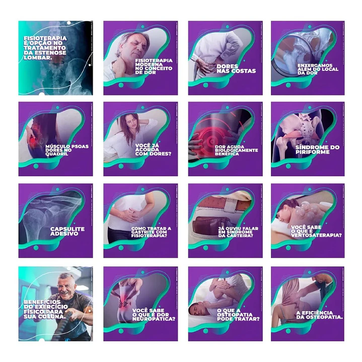 130 Artes Mídias Sociais Fisioterapia Editáveis Photoshop 2