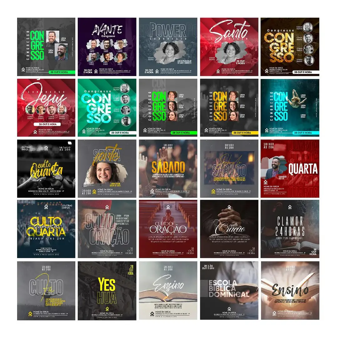 130 Artes Mídias Sociais Gospel Editáveis Photoshop 1