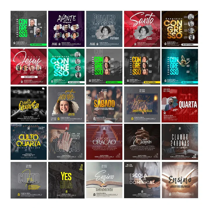 130 Artes Mídias Sociais Gospel Editáveis Photoshop 1