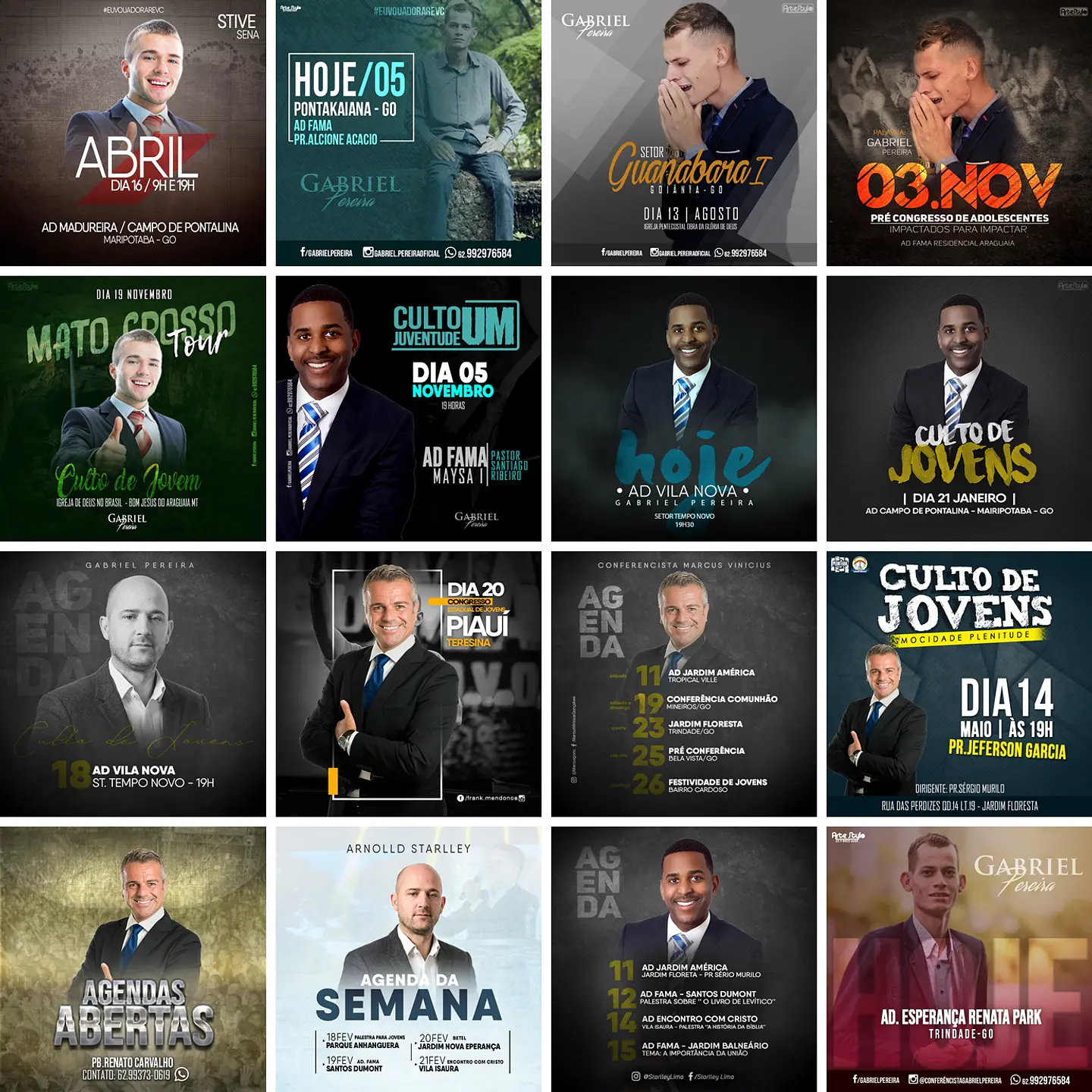 500 Artes Mídias Sociais Gospel e Cultos Editáveis Photoshop 1