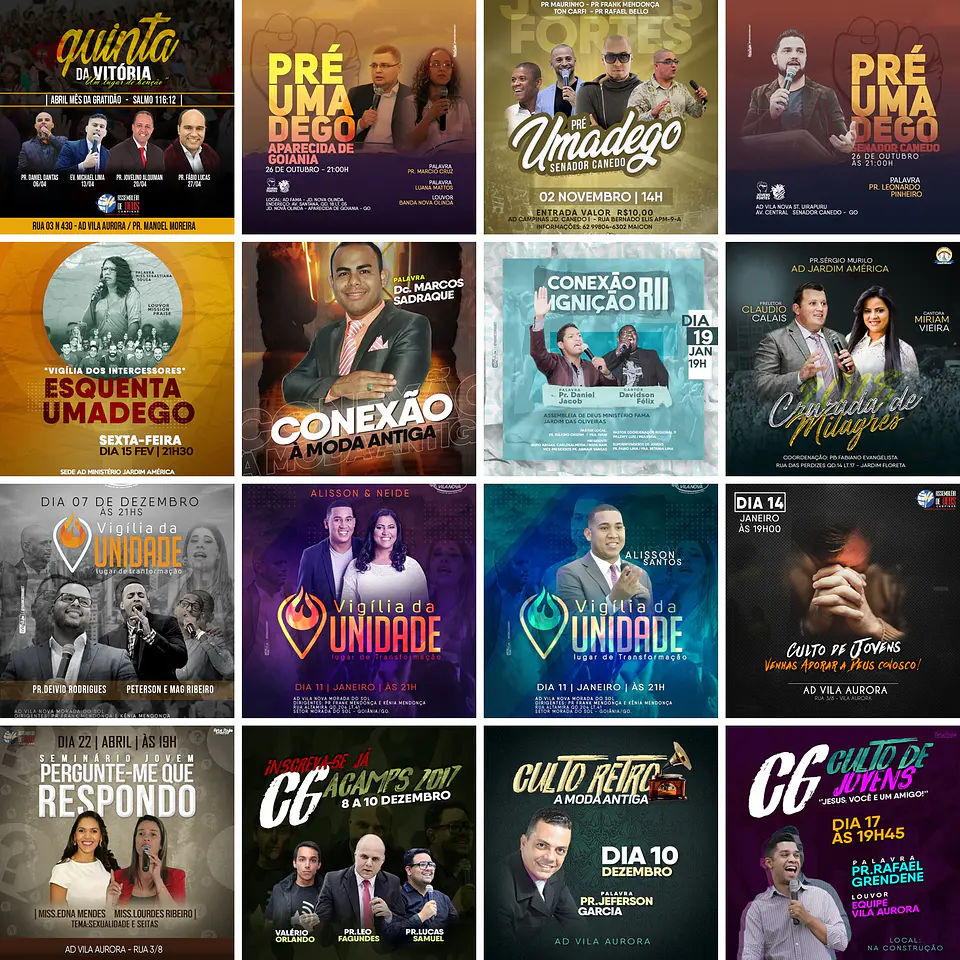 500 Artes Mídias Sociais Gospel e Cultos Editáveis Photoshop 2