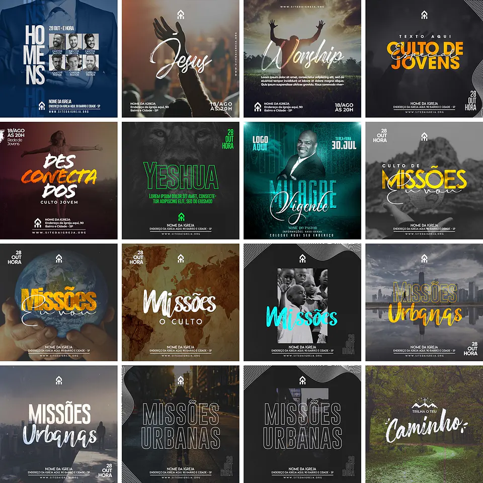 230 Artes Mídias Sociais Gospel e Cultos Editáveis Photoshop 4