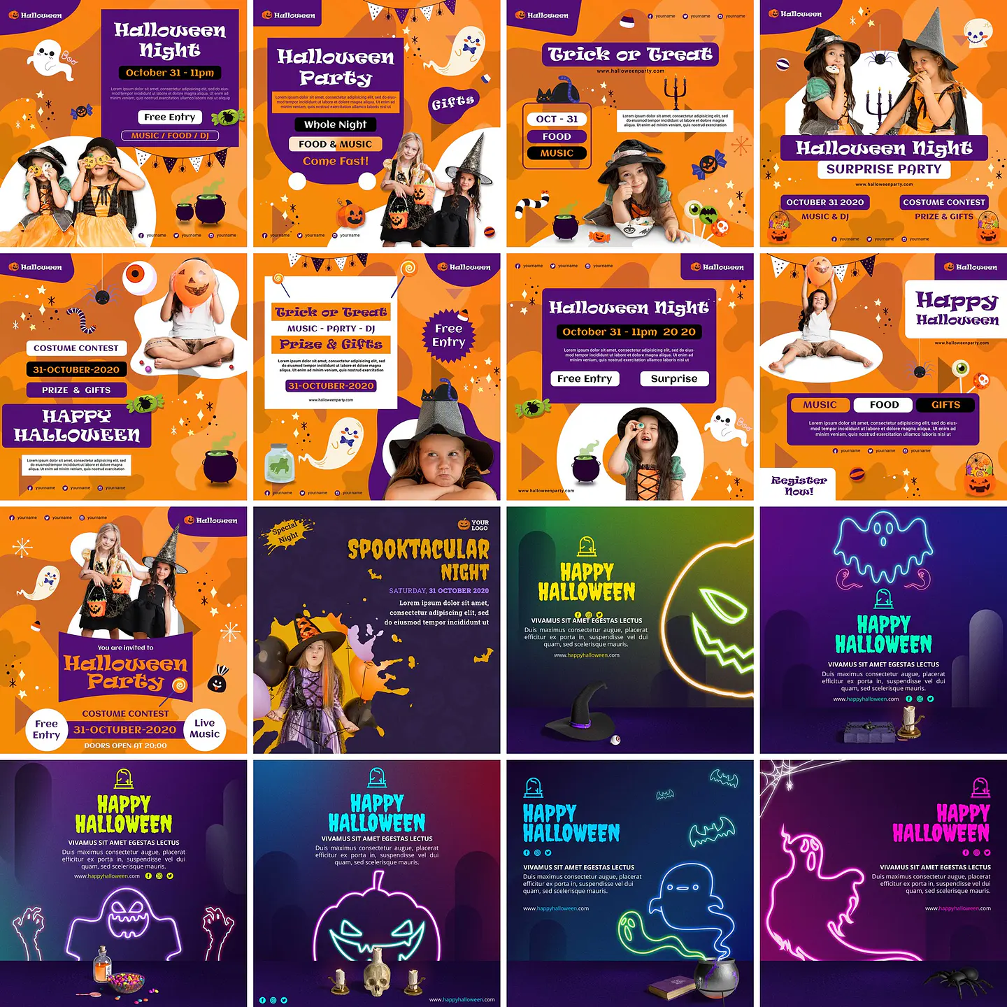50 Artes Mídias Sociais Halloween Editáveis Photoshop 1