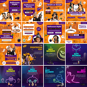 50 Artes Mídias Sociais Halloween Editáveis Photoshop