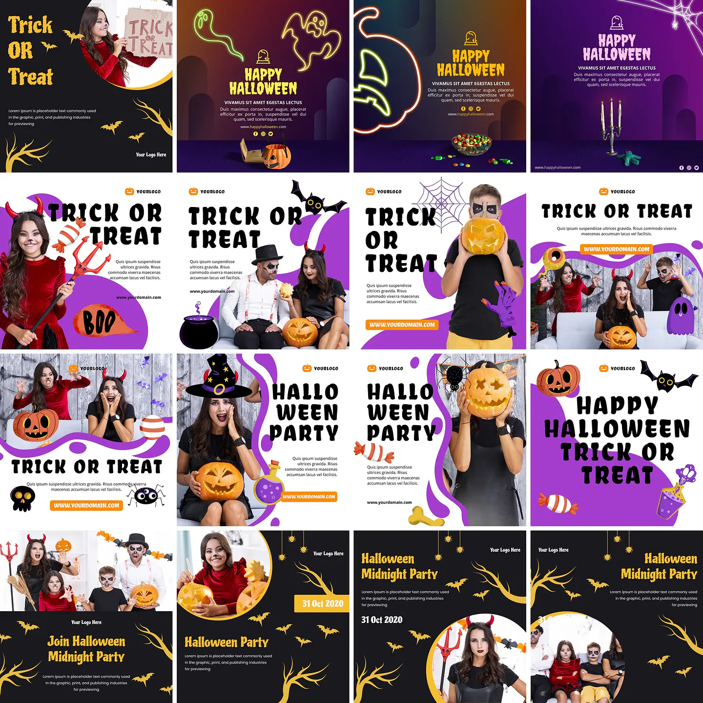 50 Artes Mídias Sociais Halloween Editáveis Photoshop 2