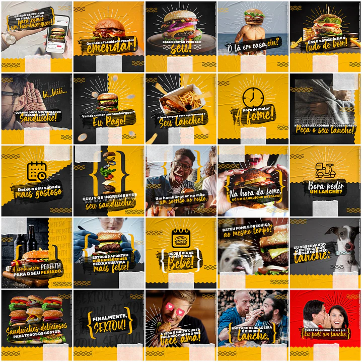 130 Artes Mídias Sociais Hamburgueria Editáveis Photoshop 1