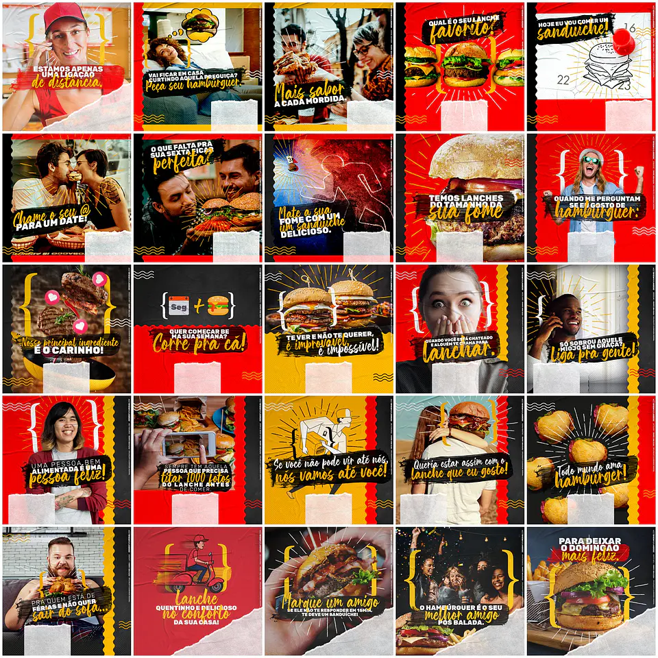 130 Artes Mídias Sociais Hamburgueria Editáveis Photoshop 2