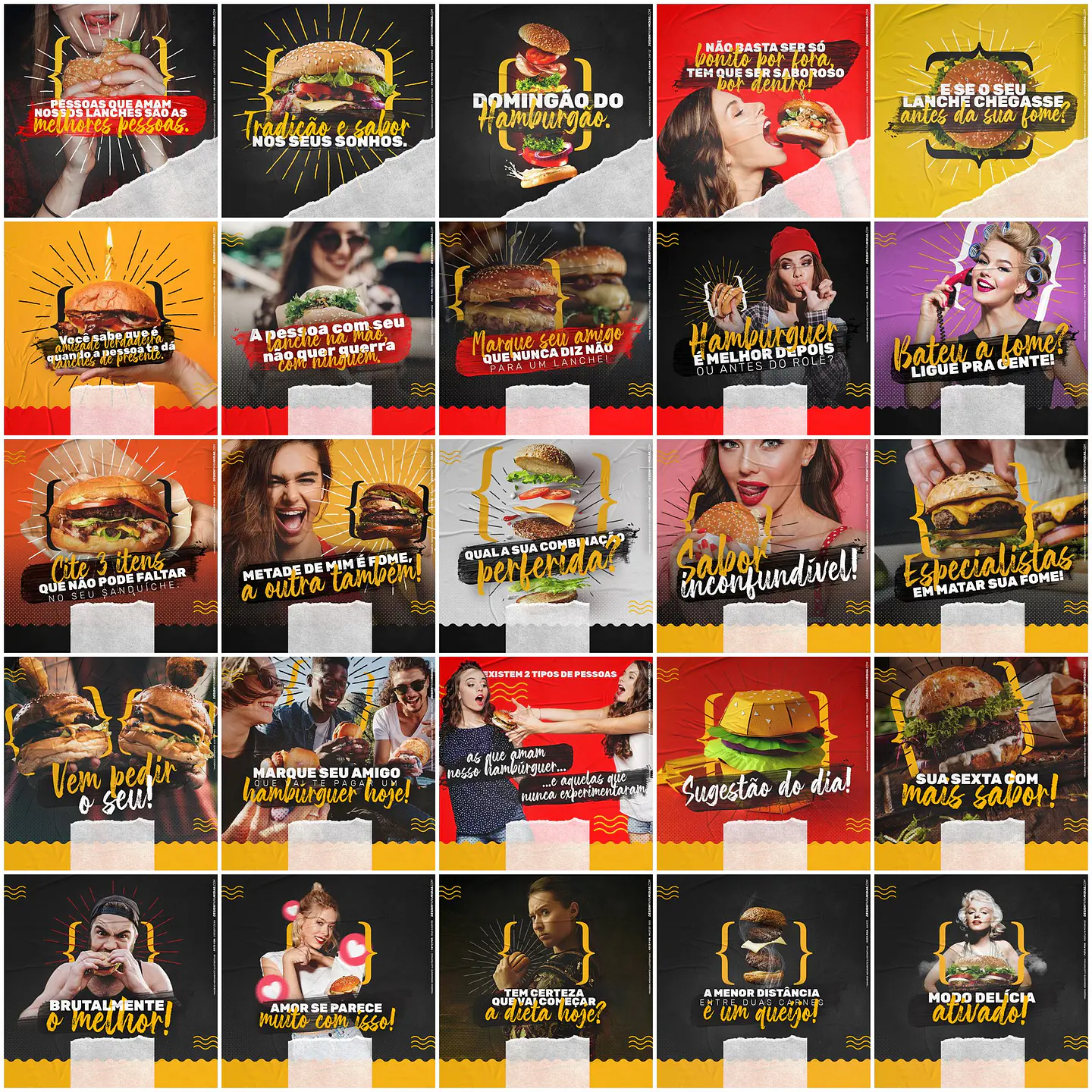 130 Artes Mídias Sociais Hamburgueria Editáveis Photoshop 3