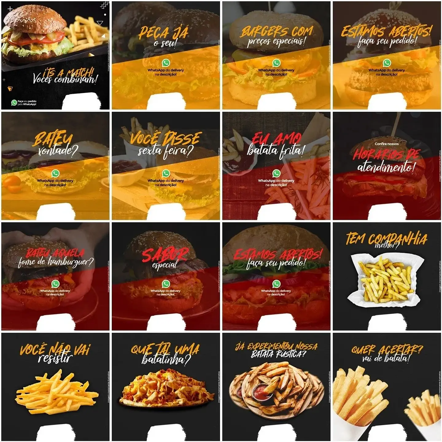 50 Artes Mídias Sociais Hamburgueria Editáveis Photoshop 3