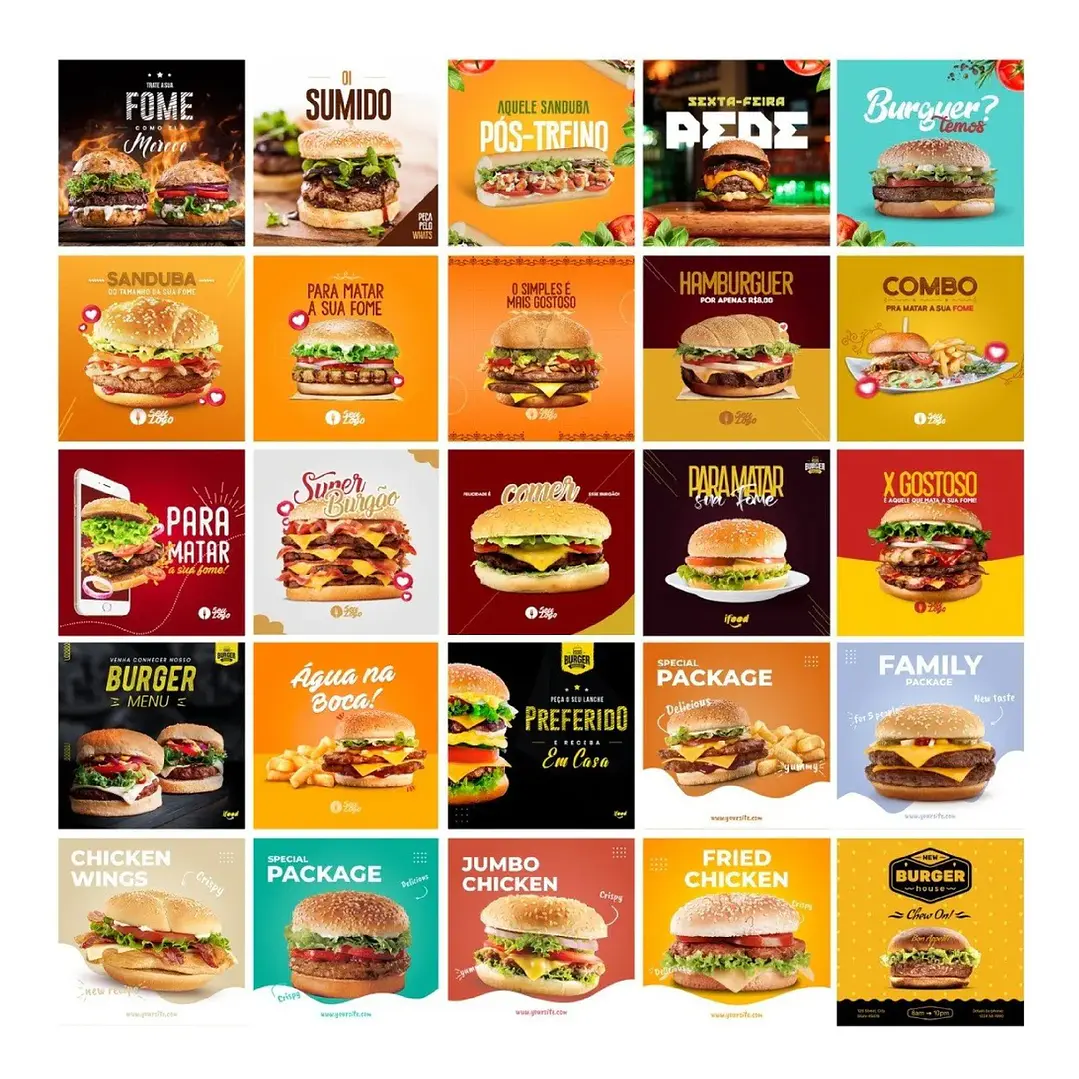 110 Artes Mídias Sociais Hamburgueria Editáveis Photoshop 3