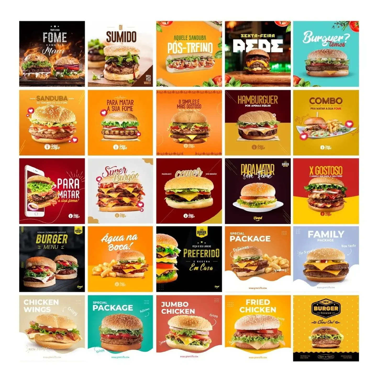 110 Artes Mídias Sociais Hamburgueria Editáveis Photoshop 3