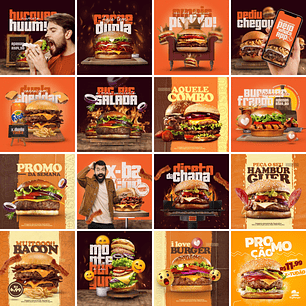 115 Artes Mídias Sociais Hamburgueria Editáveis Photoshop