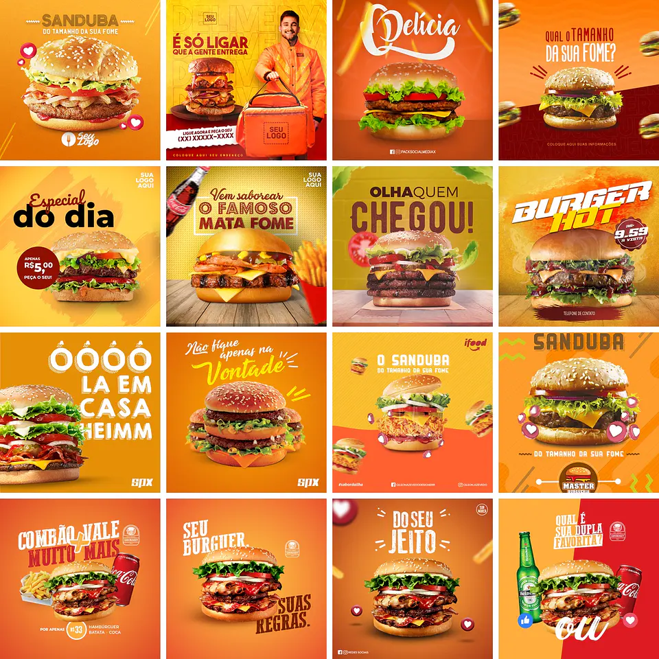 115 Artes Mídias Sociais Hamburgueria Editáveis Photoshop 4