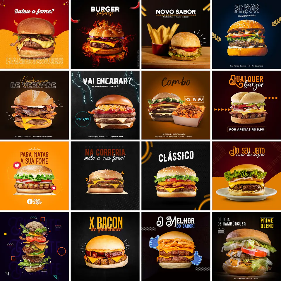 170 Artes Mídias Sociais Hamburgueria Editáveis Photoshop 4