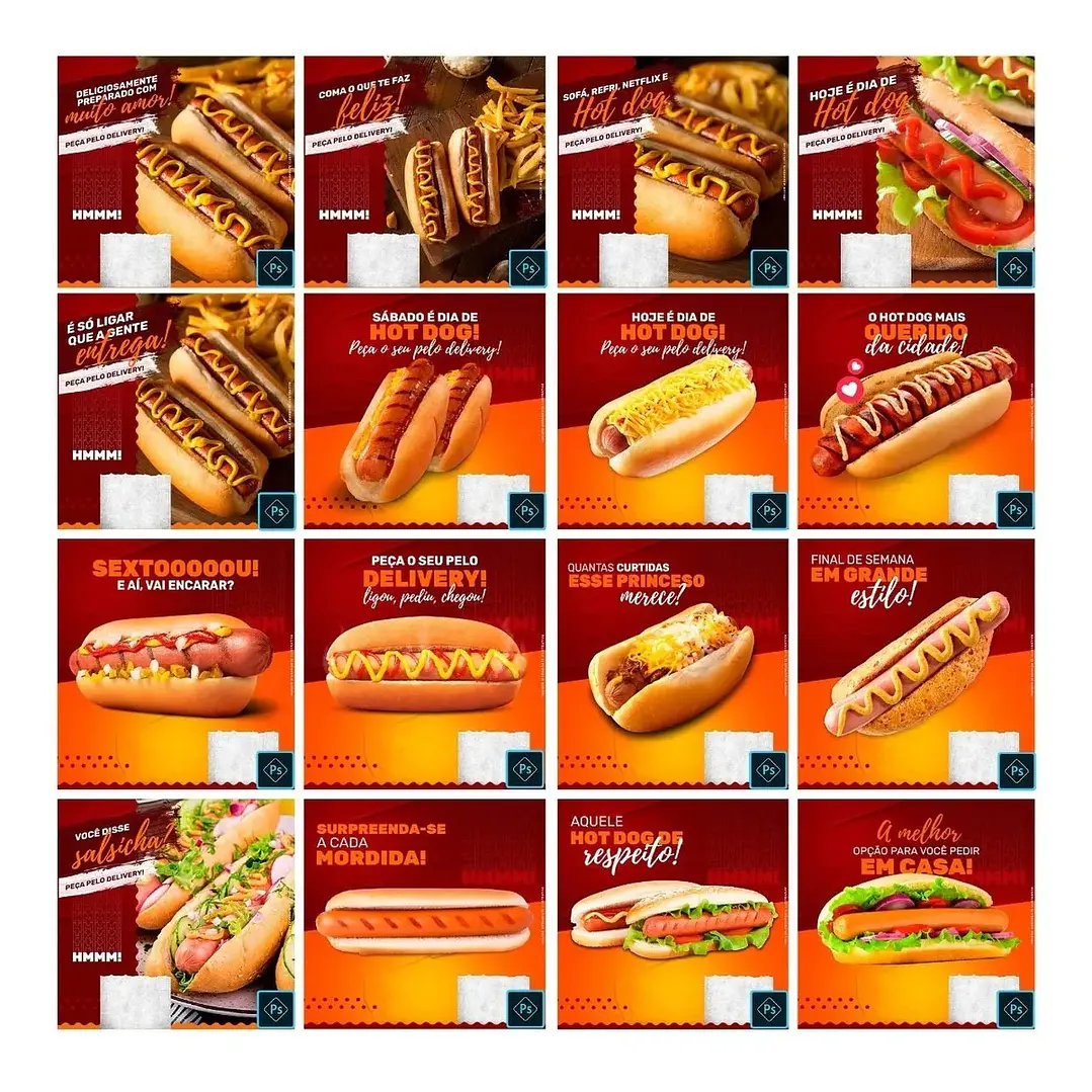 50 Artes Mídias Sociais Cachorro Quente Hot Dog Editáveis Photoshop 1