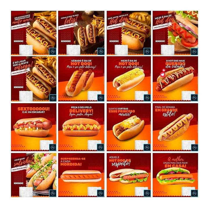 50 Artes Mídias Sociais Cachorro Quente Hot Dog Editáveis Photoshop 1
