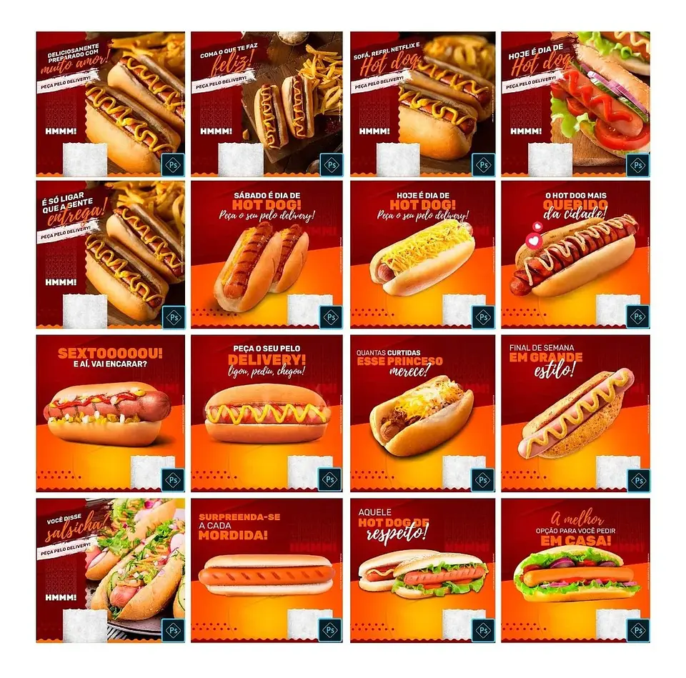 50 Artes Mídias Sociais Cachorro Quente Hot Dog Editáveis Photoshop 1