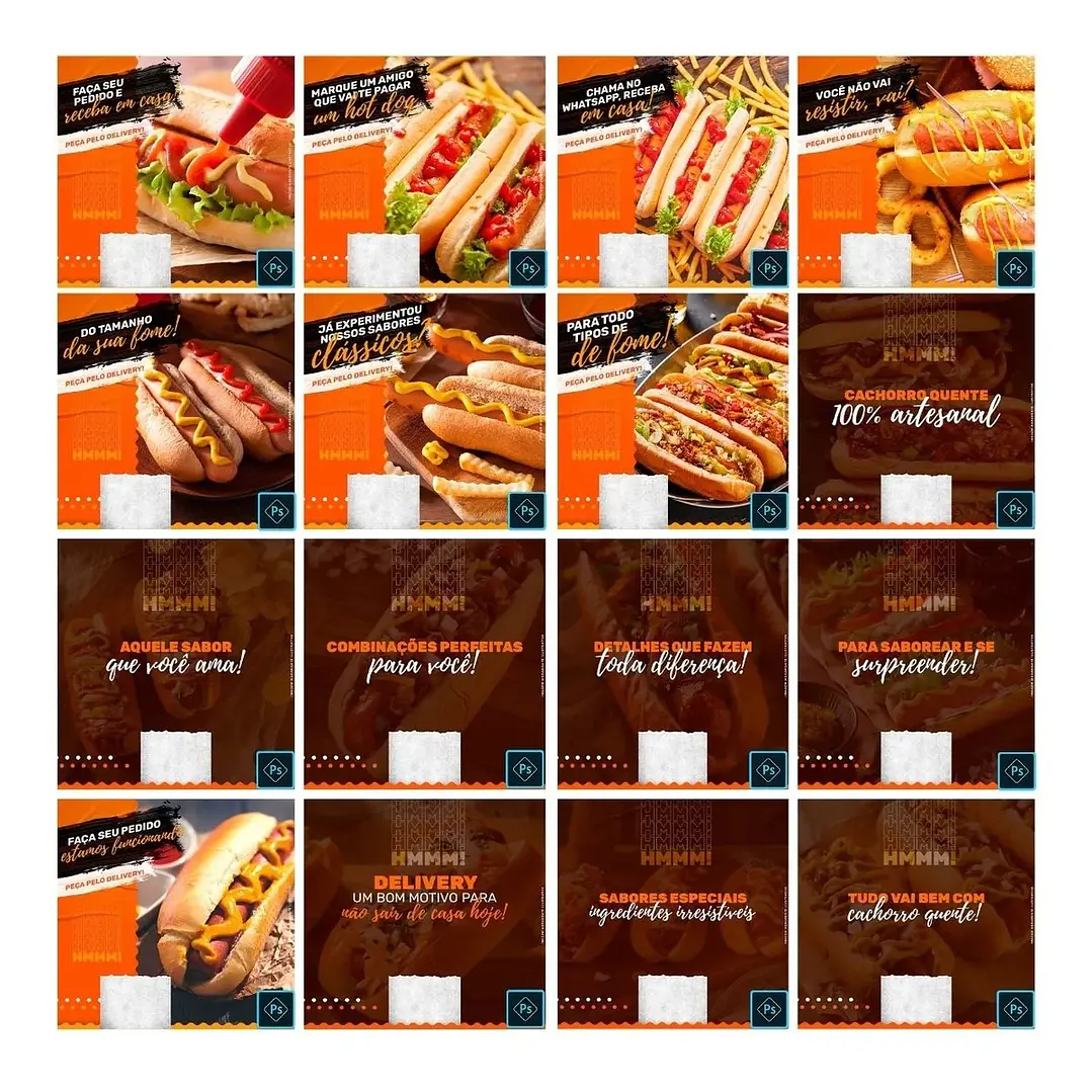 50 Artes Mídias Sociais Cachorro Quente Hot Dog Editáveis Photoshop 2