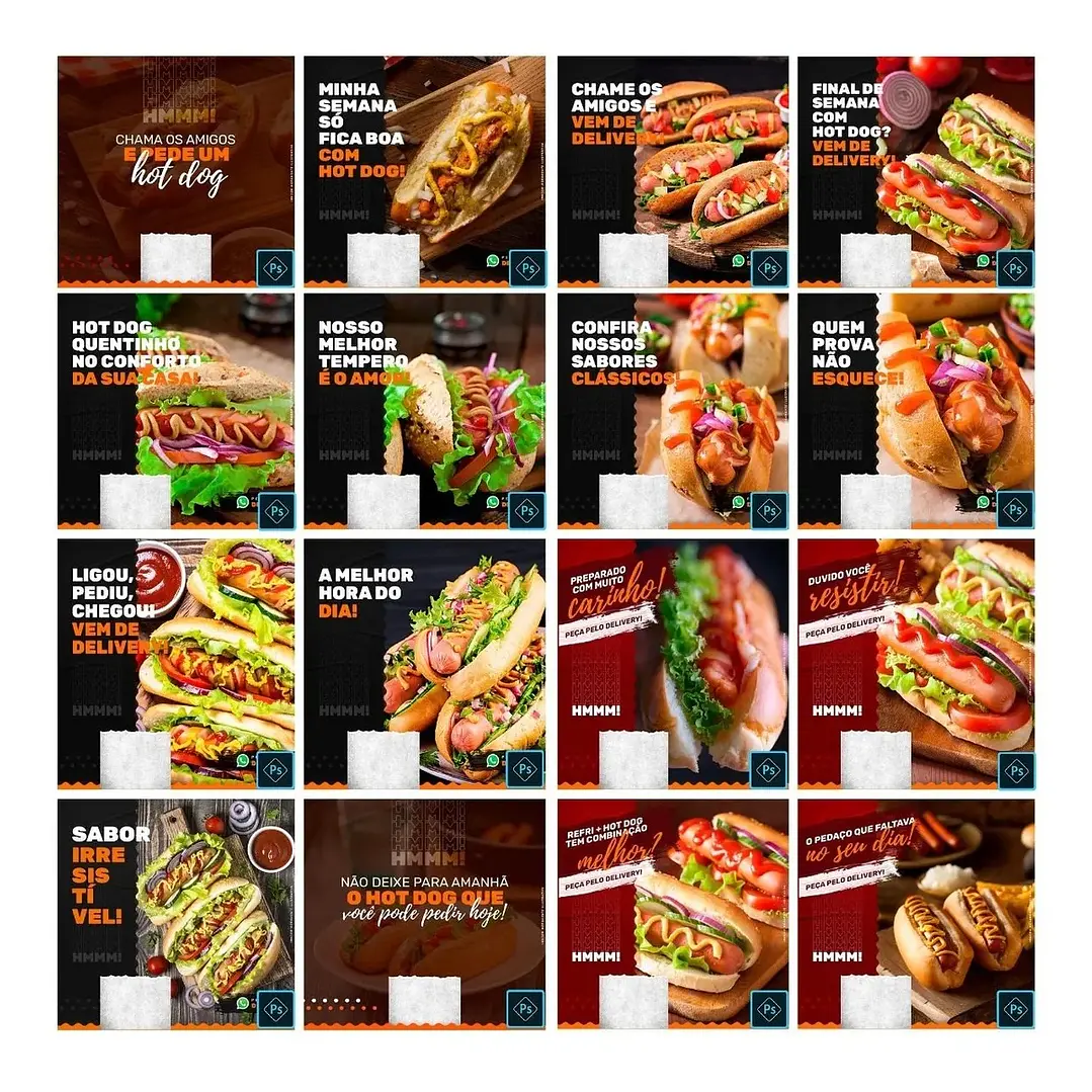 50 Artes Mídias Sociais Cachorro Quente Hot Dog Editáveis Photoshop 3
