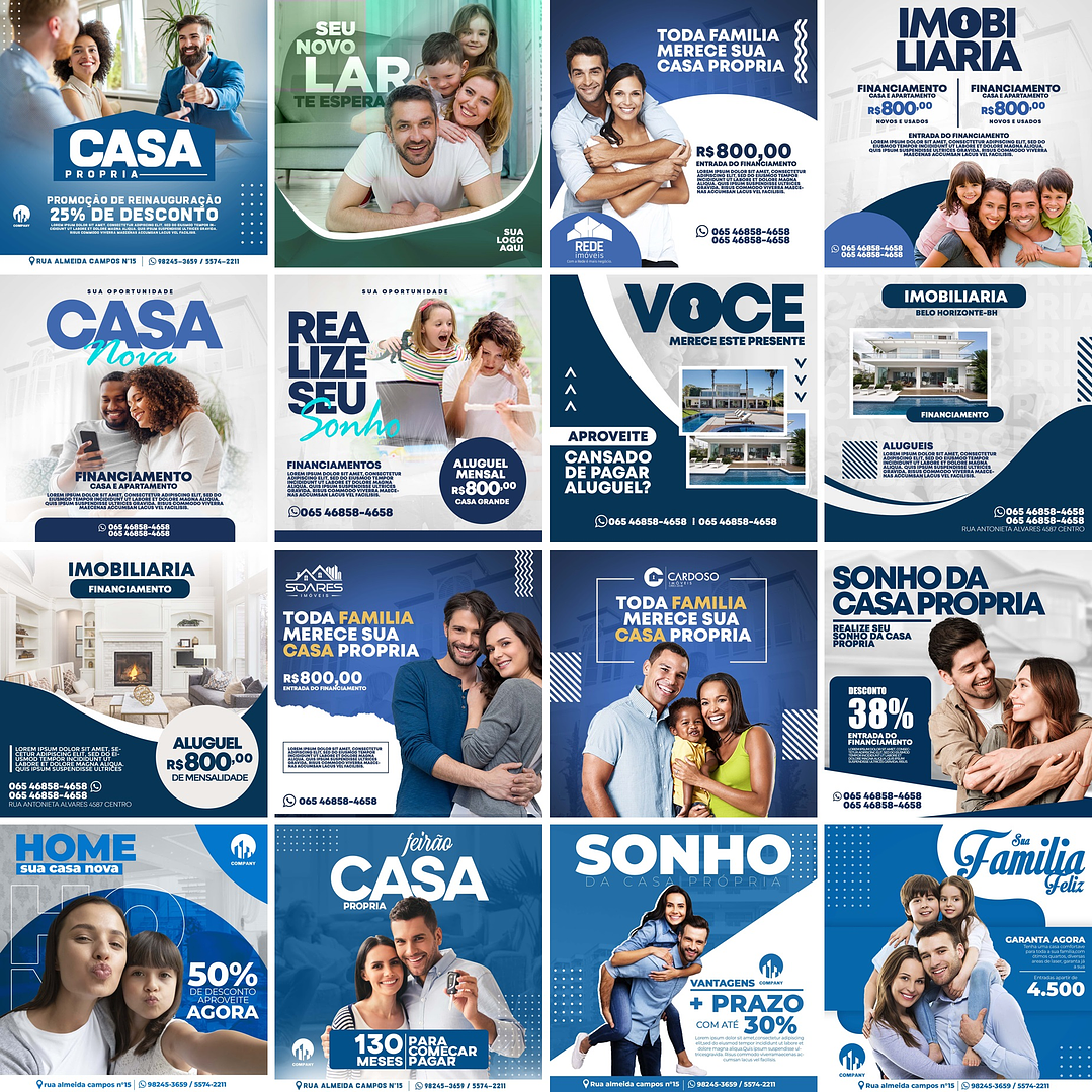 50 Artes Mídias Sociais Imobiliaria Editáveis Photoshop 1