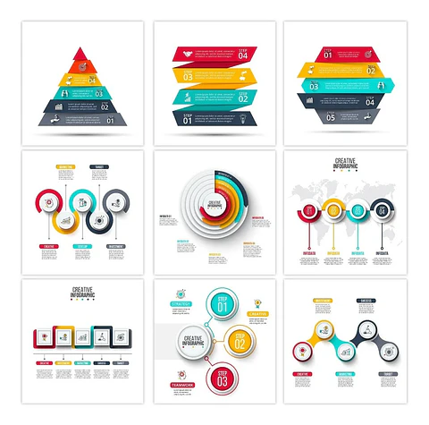 130 Artes para Infográficos Editáveis Photoshop