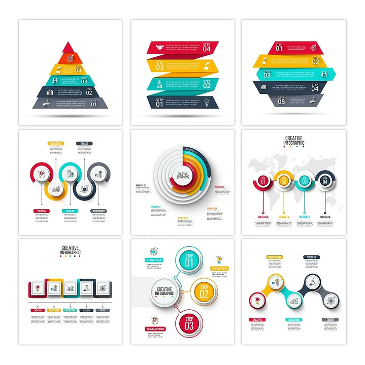 130 Artes para Infográficos Editáveis Photoshop 1