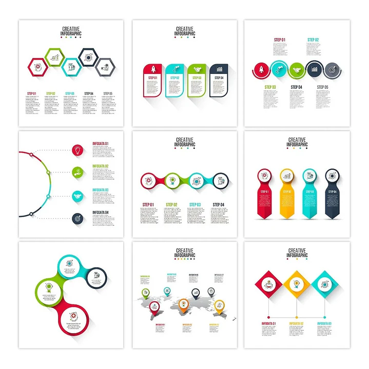 130 Artes para Infográficos Editáveis Photoshop 2