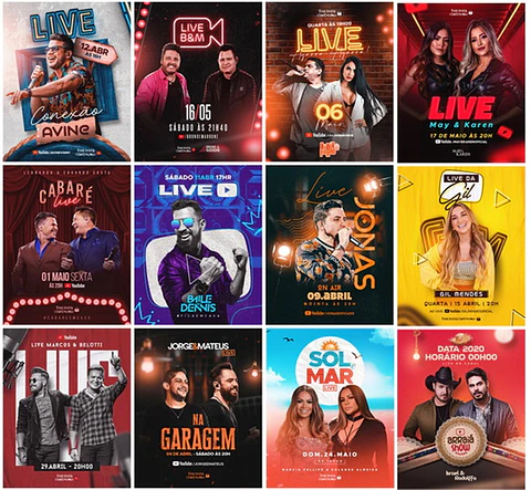 50 Artes Mídias Sociais Lives 2.0 Editáveis Photoshop