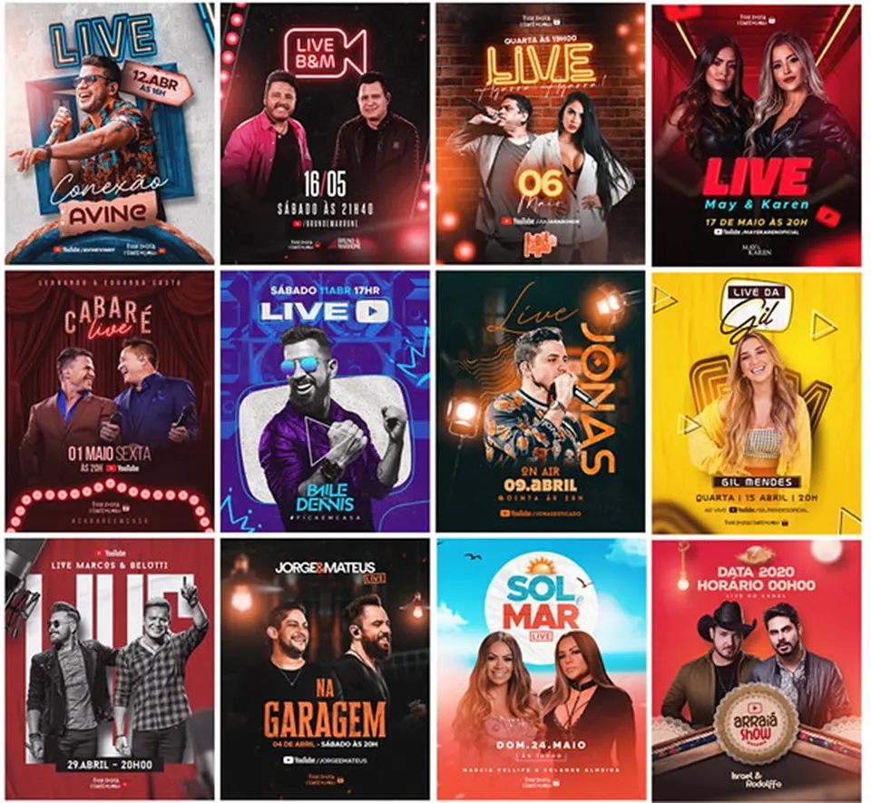 50 Artes Mídias Sociais Lives 2.0 Editáveis Photoshop 1