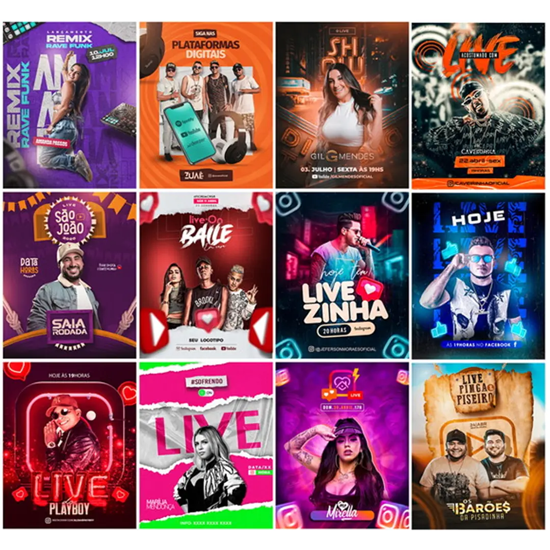 50 Artes Mídias Sociais Lives 2.0 Editáveis Photoshop 3
