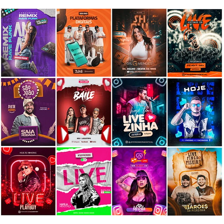 50 Artes Mídias Sociais Lives 2.0 Editáveis Photoshop 3