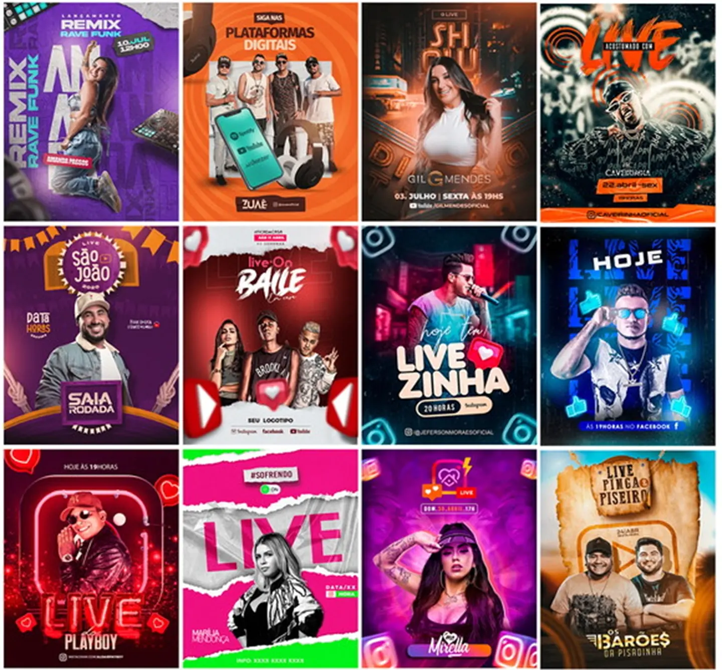 50 Artes Mídias Sociais Lives 2.0 Editáveis Photoshop 3