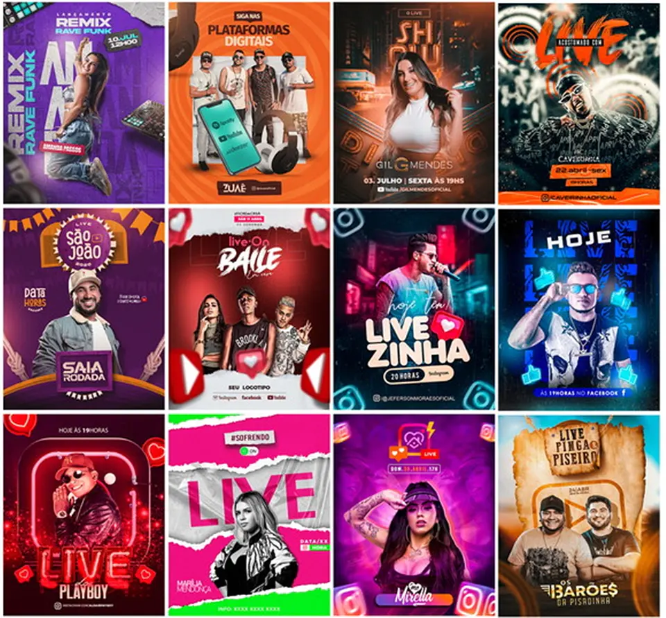 50 Artes Mídias Sociais Lives 2.0 Editáveis Photoshop 3