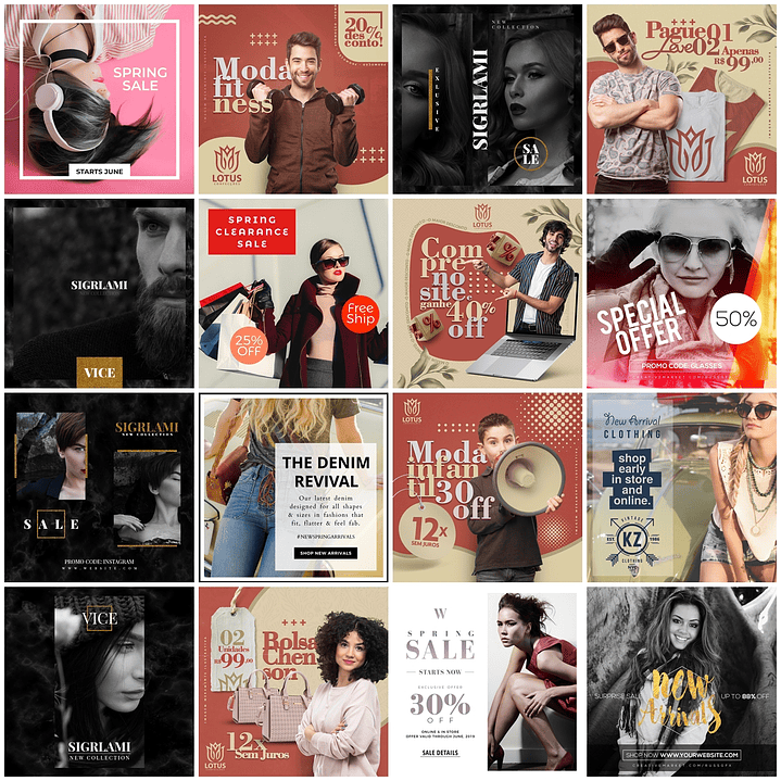 115 Artes Mídias Sociais Loja de Roupas Editáveis Photoshop 1