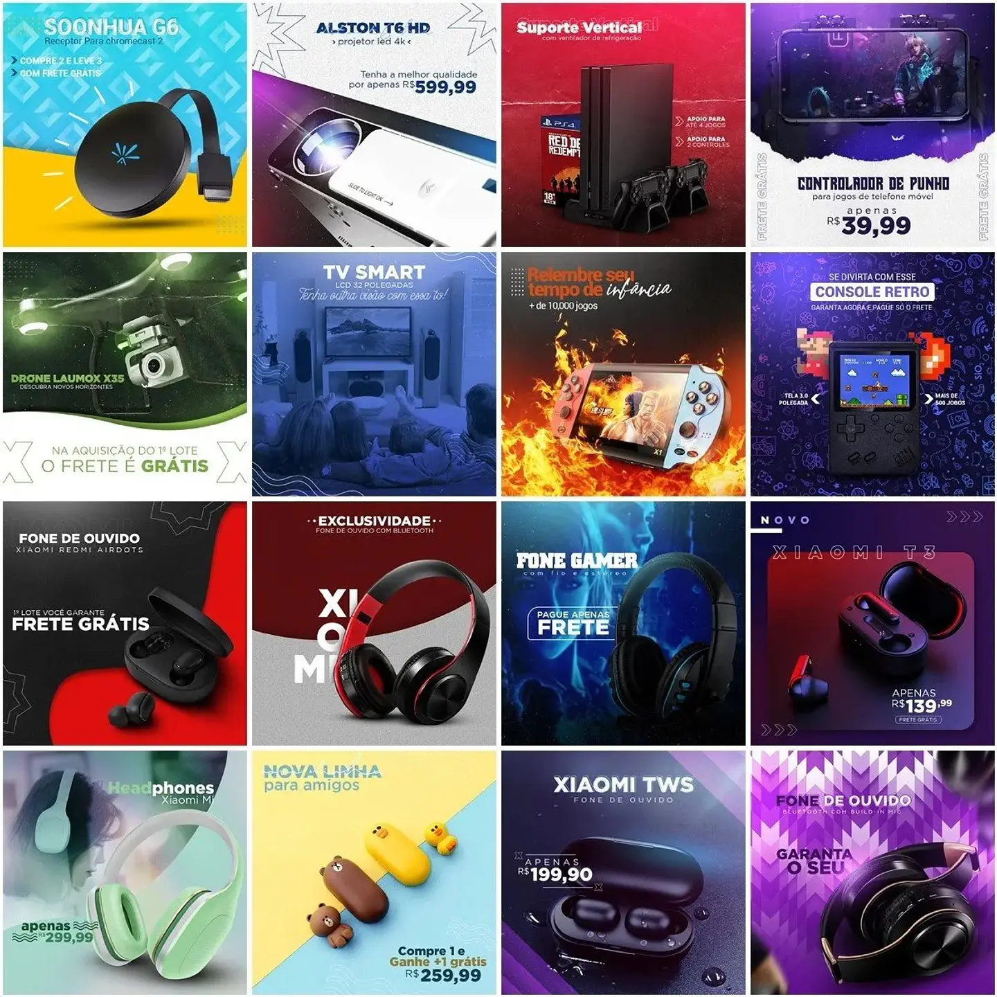 120 Artes Mídias Sociais Loja e Eletronicos Editáveis Photoshop 7