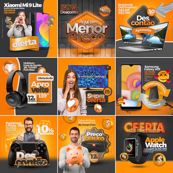 10 Artes Mídias Sociais Loja Eletronicos Editáveis Photoshop 1