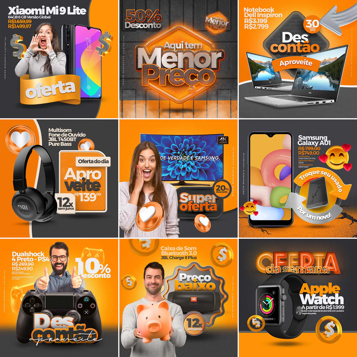 10 Artes Mídias Sociais Loja Eletronicos Editáveis Photoshop 1
