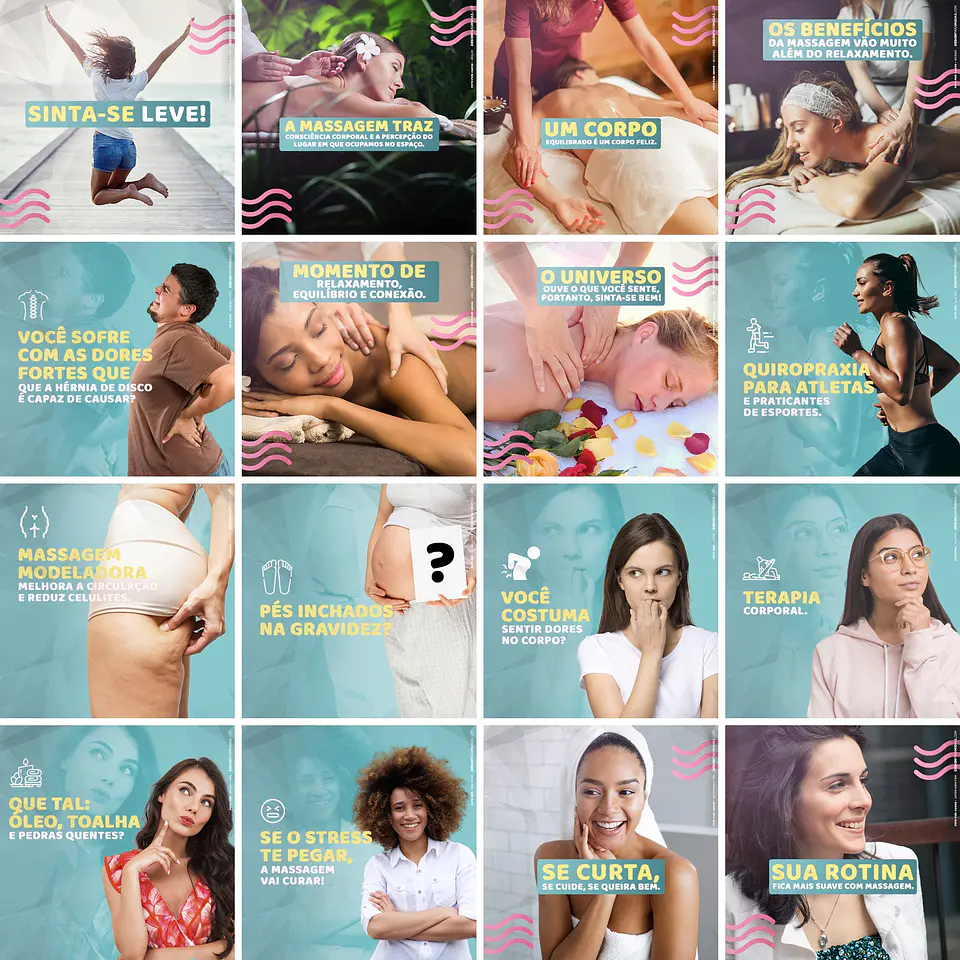 130 Artes Mídias Sociais Massoterapeuta Massagem Editáveis Photoshop 1