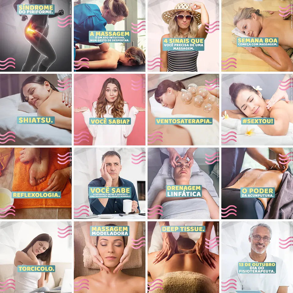 130 Artes Mídias Sociais Massoterapeuta Massagem Editáveis Photoshop 2