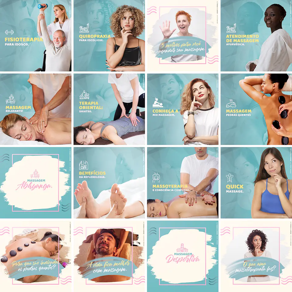 130 Artes Mídias Sociais Massoterapeuta Massagem Editáveis Photoshop 4