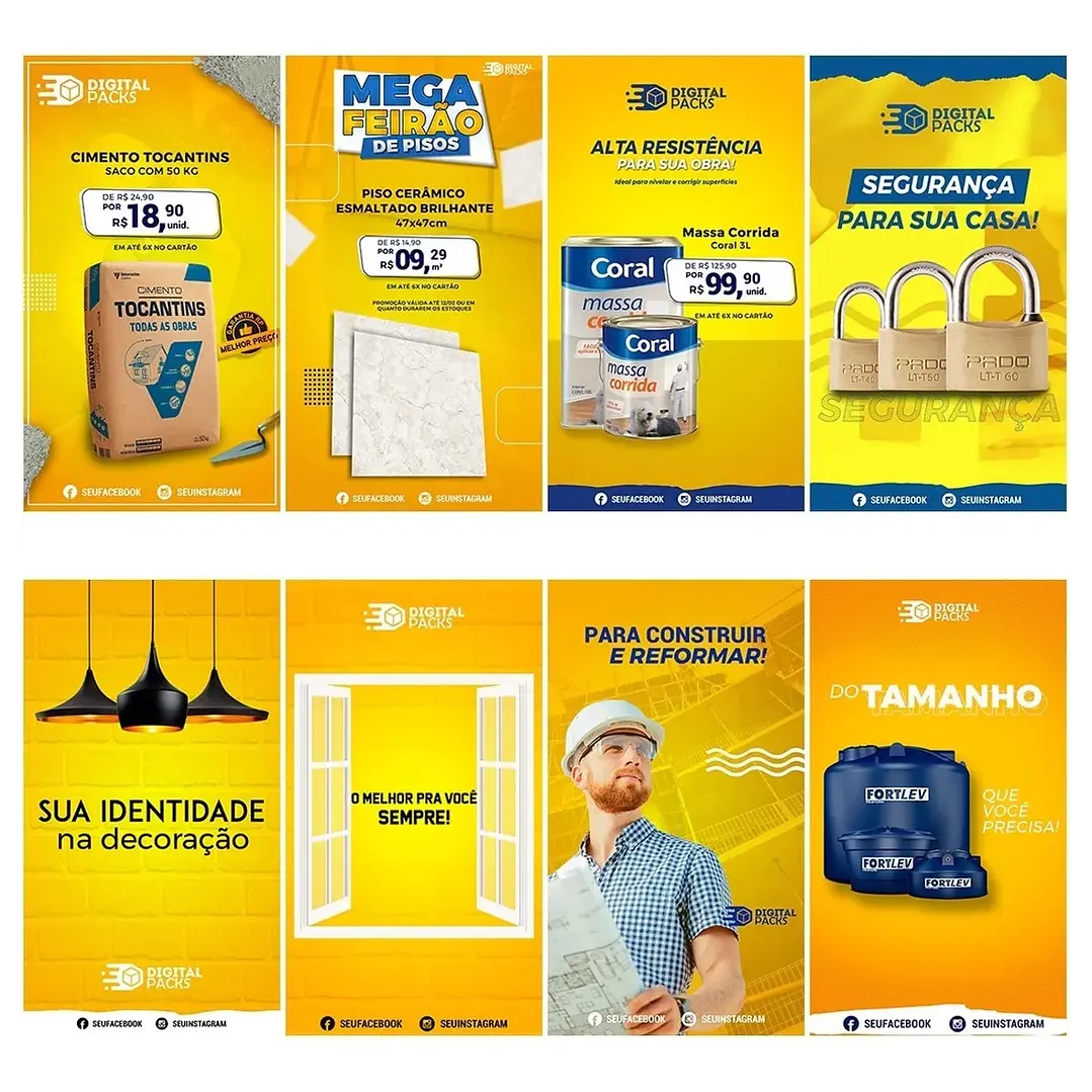 40 Artes Mídias Sociais Materiais Construção Editáveis Photoshop 4