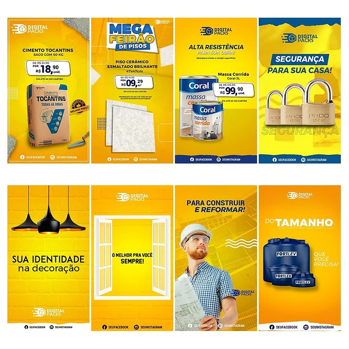 40 Artes Mídias Sociais Materiais Construção Editáveis Photoshop 4