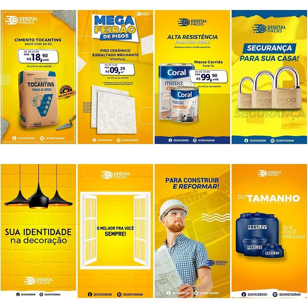 40 Artes Mídias Sociais Materiais Construção Editáveis Photoshop 4