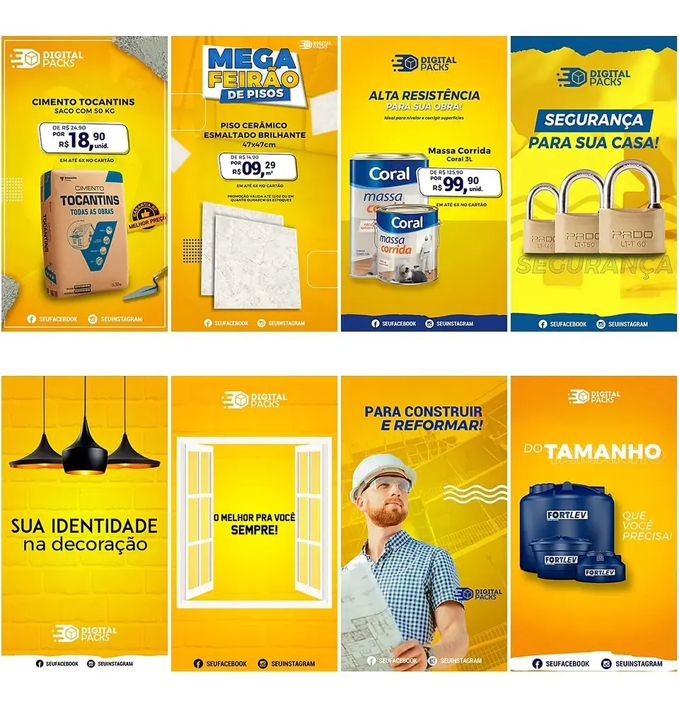 40 Artes Mídias Sociais Materiais Construção Editáveis Photoshop 4