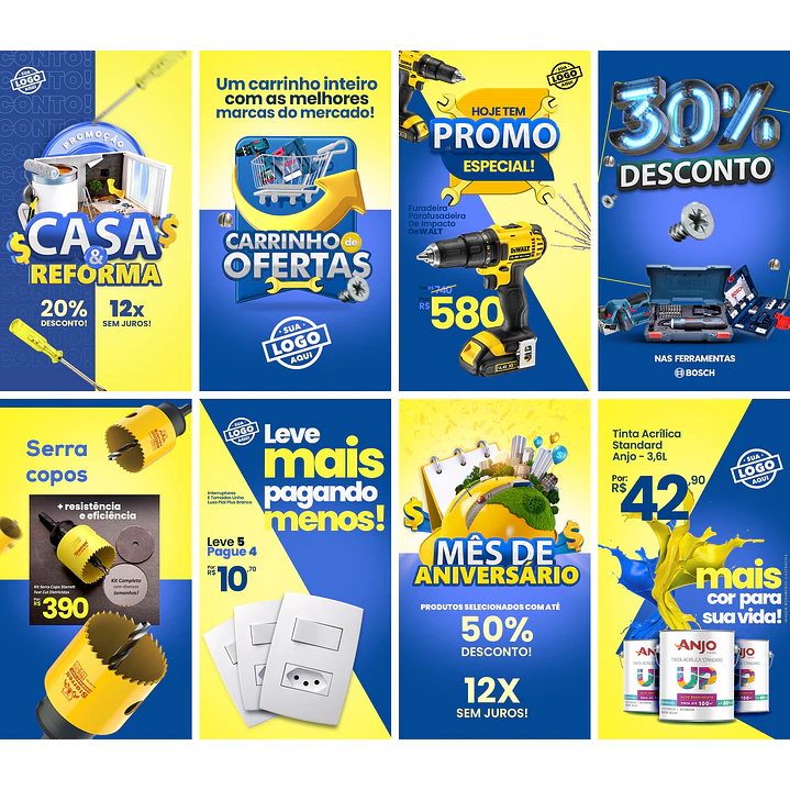 40 Artes Mídias Sociais Materiais Construção Editáveis Photoshop 3