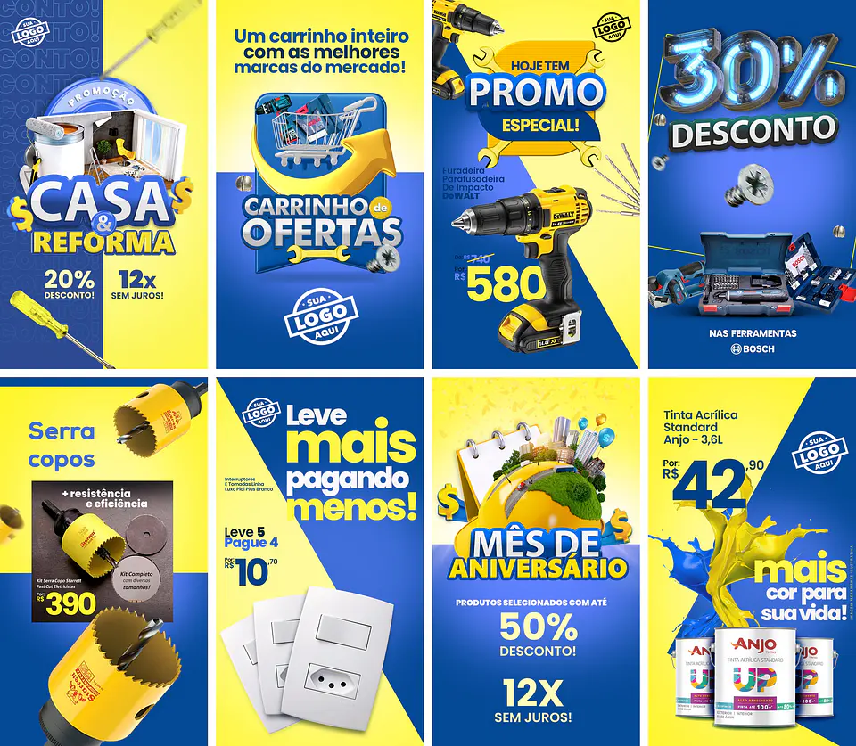 40 Artes Mídias Sociais Materiais Construção Editáveis Photoshop 3