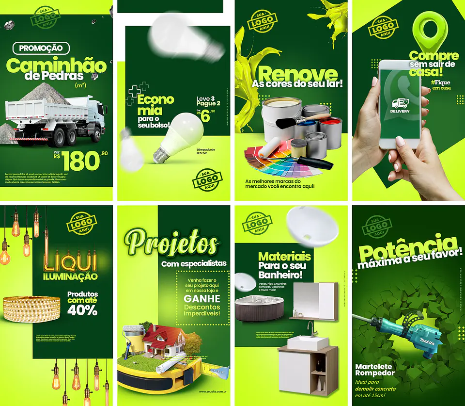 40 Artes Mídias Sociais Materiais Construção Editáveis Photoshop 4