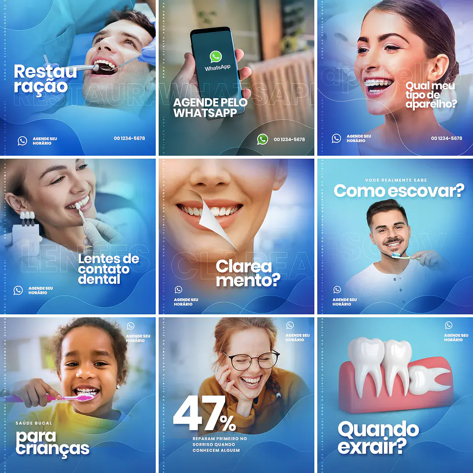 20 Artes Mídias Sociais Medicina Odonto Editáveis Photoshop 1